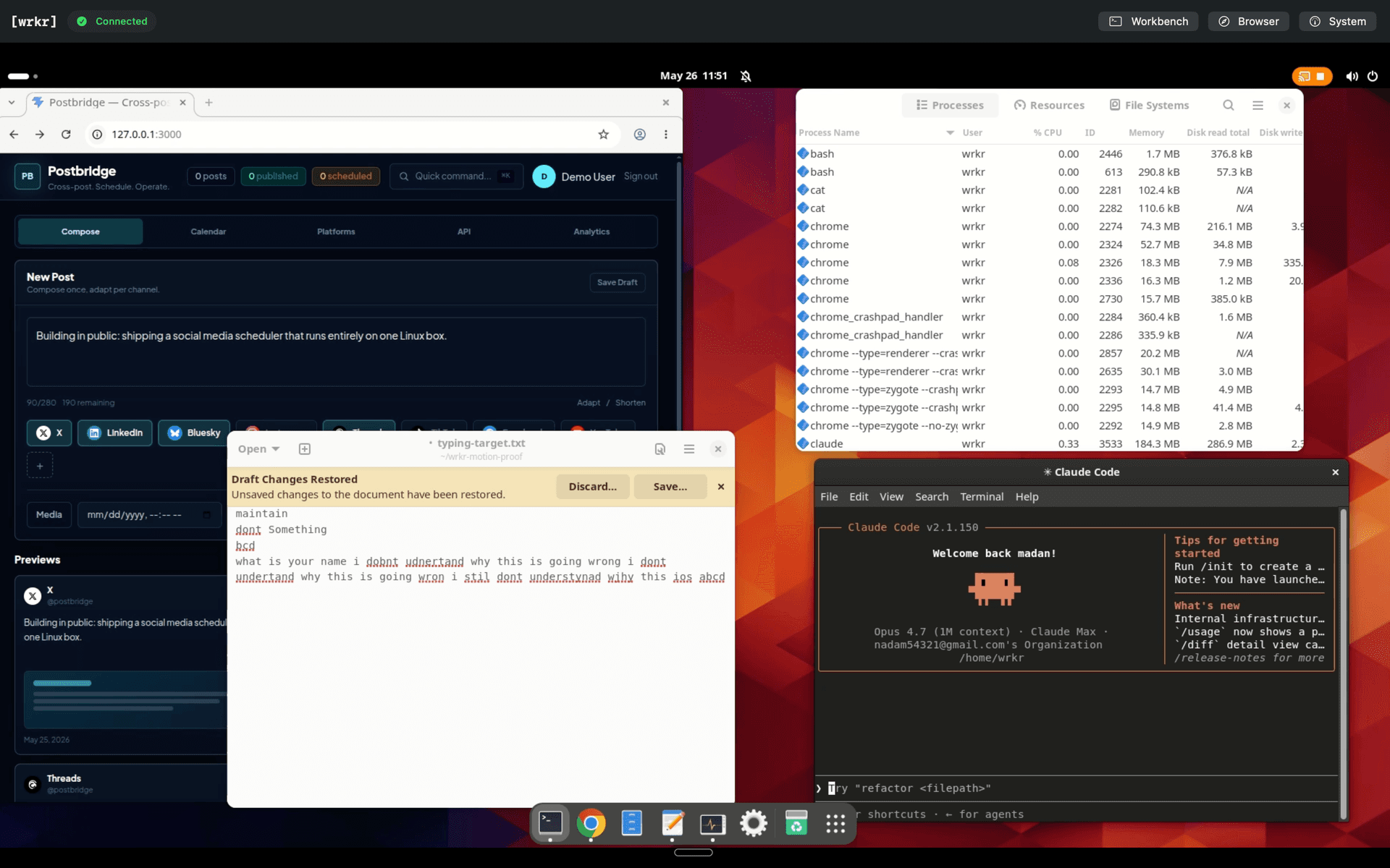 Wrkr streamed desktop