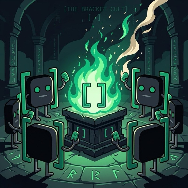 The bracket cult gathered around the burn altar